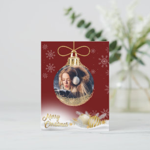 Christmas Ornament Photo Snowflakes Modern Budget  Holiday Postcard