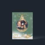 Christmas Ornament Photo Snowflakes Modern Budget Holiday Postcard<br><div class="desc">Pretty gold Christmas ornament with your favourite photo added to personalise for all your family & friends.  The perfect card for the person on a budget.</div>