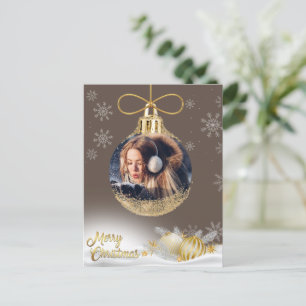 Christmas Ornament Photo Snowflakes Modern Holiday Postcard