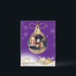 Christmas Ornament Photo Snowflakes Modern Purple Holiday Postcard<br><div class="desc">Pretty gold Christmas ornament with your favourite photo added to personalise for all your family & friends. Beautiful deep purple background.  The perfect card for the person on a budget.</div>