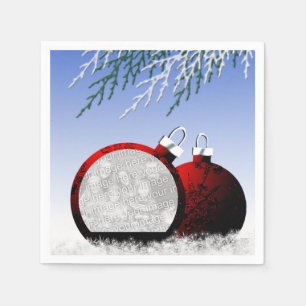 Christmas Ornament Photo Template Holiday Scene Napkin