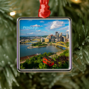 Christmas Ornament-Pittsburgh w/ Incline Metal Ornament