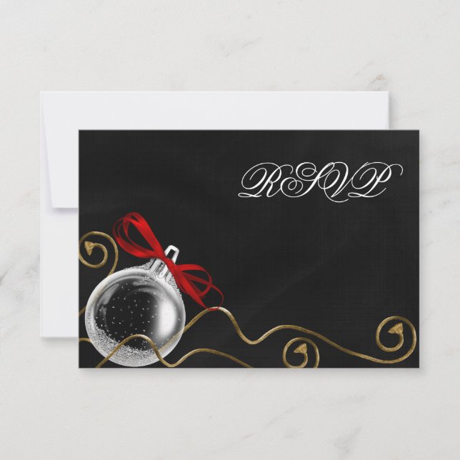 Christmas Ornament Red Bow RSVP Card (Front)