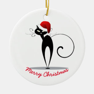 Christmas Ornament-Santa Cat Ceramic Ornament