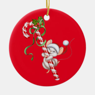 Christmas Ornament-Santa Mouse Ceramic Tree Decoration