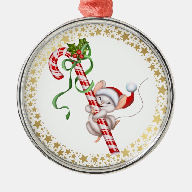 Christmas Ornament-Santa Mouse Metal Ornament (Front)