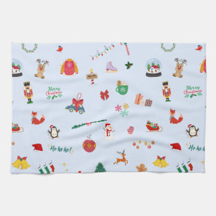 Christmas ornament snowball snowman winter animals tea towel