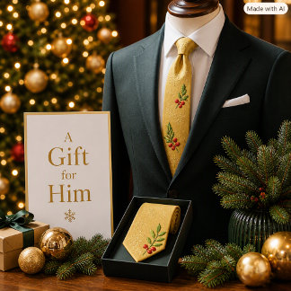  Christmas Ornament & Snowflake Gold Holiday Mens  Tie
