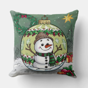 Christmas Ornament Snowman Cushion