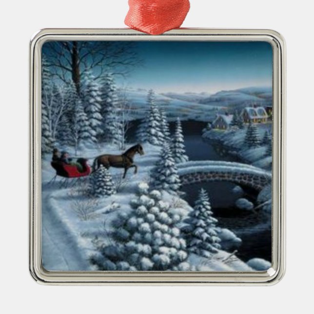 Christmas Ornament - Snowy Night (Front)