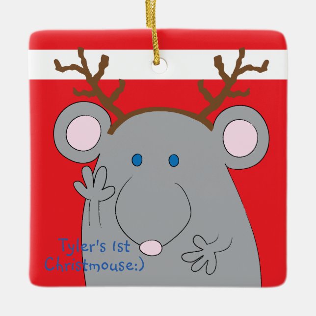Christmas Ornament Square "Merry Christmouse" (Front)