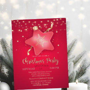 Christmas Ornament Star Company Party Invitation