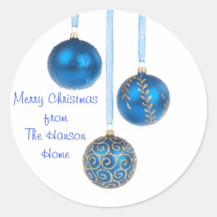 Christmas ornament sticker blue
