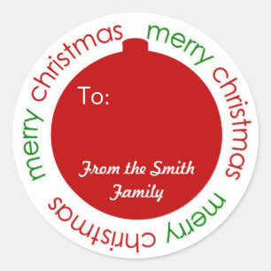 Christmas ornament To and From label sticker