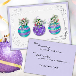 Christmas Ornament Trio   Lavender Foil Card