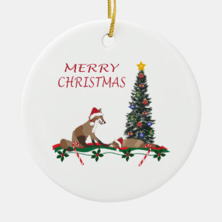 Christmas Ornament, wildlife, mom and baby fox Ceramic Ornament