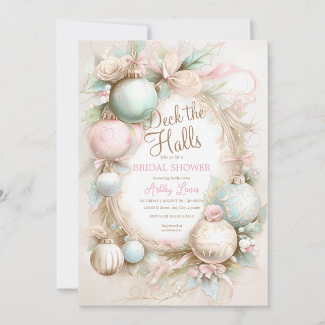 Christmas ornament, Winter Bridal shower Invitation (Front)