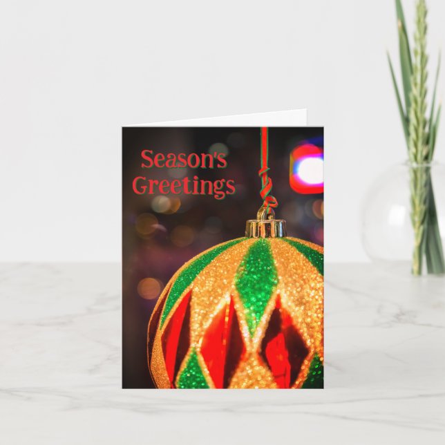 Christmas Ornament with Diamond Pattern Holiday Card (Front)