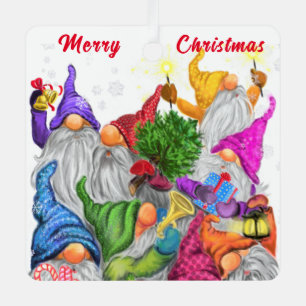 Christmas Ornament with Happy Gnomes Party