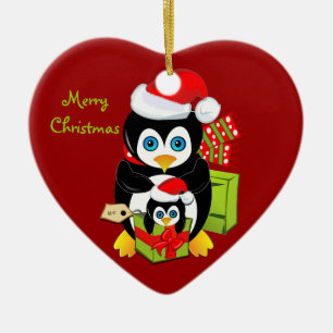 Christmas ornament With Penguin Mum and Baby