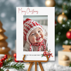 Christmas ornament with red bow and fir photo holiday card