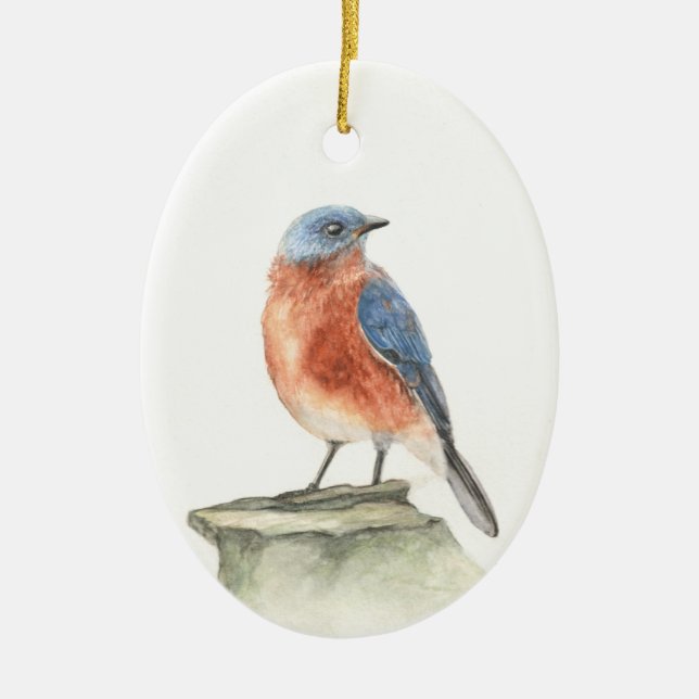 Christmas Ornament with Robin Painting (Front)