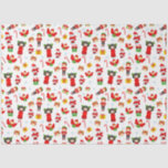 Christmas ornament with snowman, elves, angels ti tissue paper<br><div class="desc">Cute drawings of elves as wonderful decorations for printing on fabrics, mugs, bags and various packaging. Change the background colour below the pattern. Dark blue and dark green are perfect. Change the size of the pattern to your liking.Time for great Christmas gifts.</div>