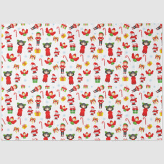 Christmas ornament with snowman, elves, angels ti tissue paper