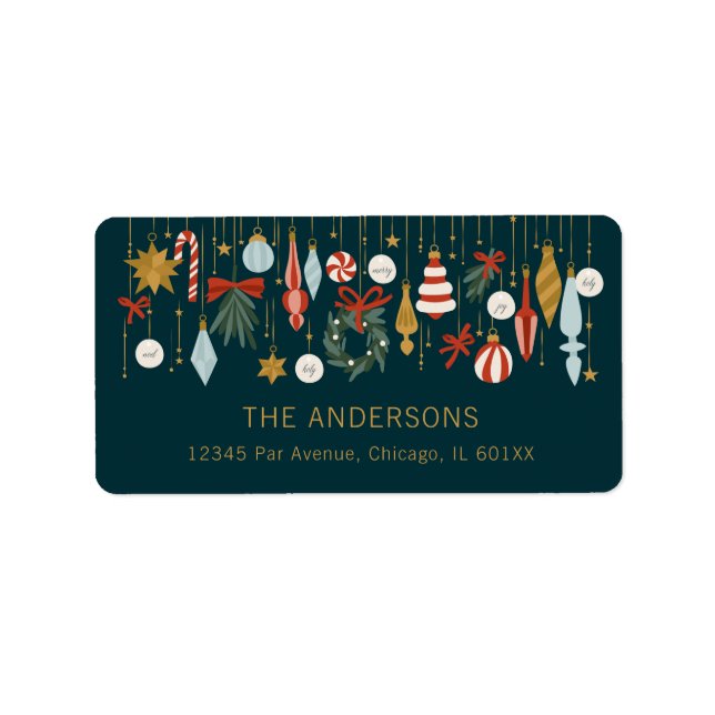 Christmas Ornaments Address Holiday Label (Front)