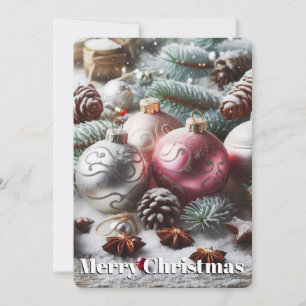 Christmas ornaments and branches holiday card