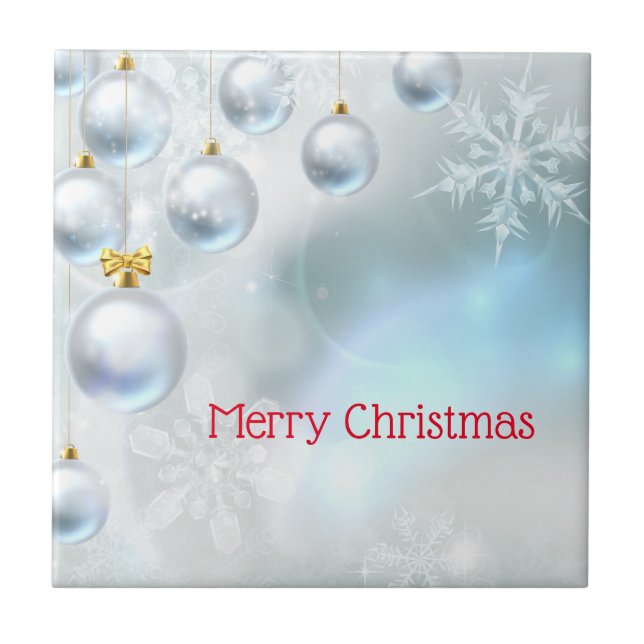christmas ornaments and snowflakes  ceramic tile (Front)