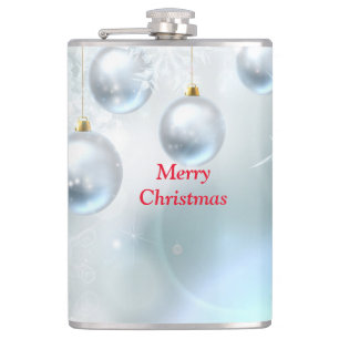 christmas ornaments and snowflakes hip flask