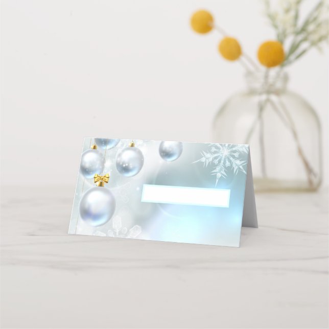 christmas ornaments and snowflakes place card (Front)