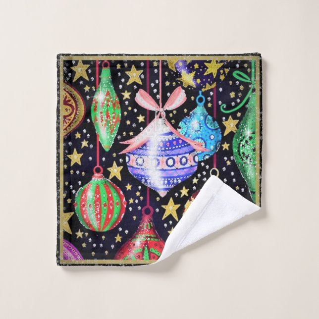 Christmas Ornaments Bath Towel Set (Wash Cloth)