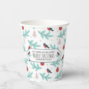 Christmas Ornaments & Bird Winter Pattern Paper Cups