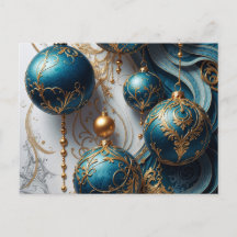 Christmas Ornaments Blue Gold Magic