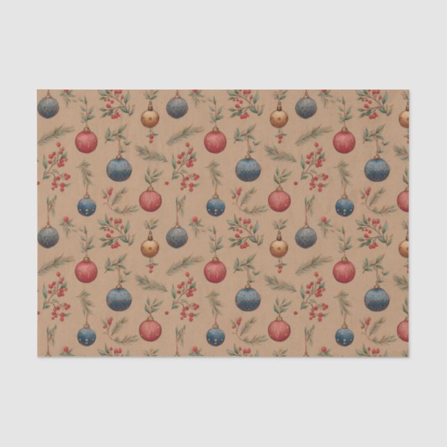 Christmas Ornaments Brown  Tissue Paper (Front)