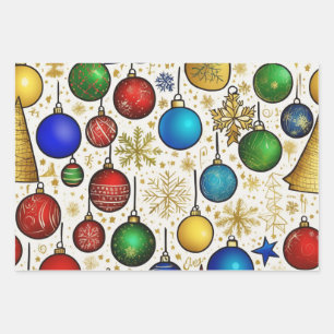 Christmas Ornaments,Candy Cane Red Green Gift Wrapping Paper Sheet