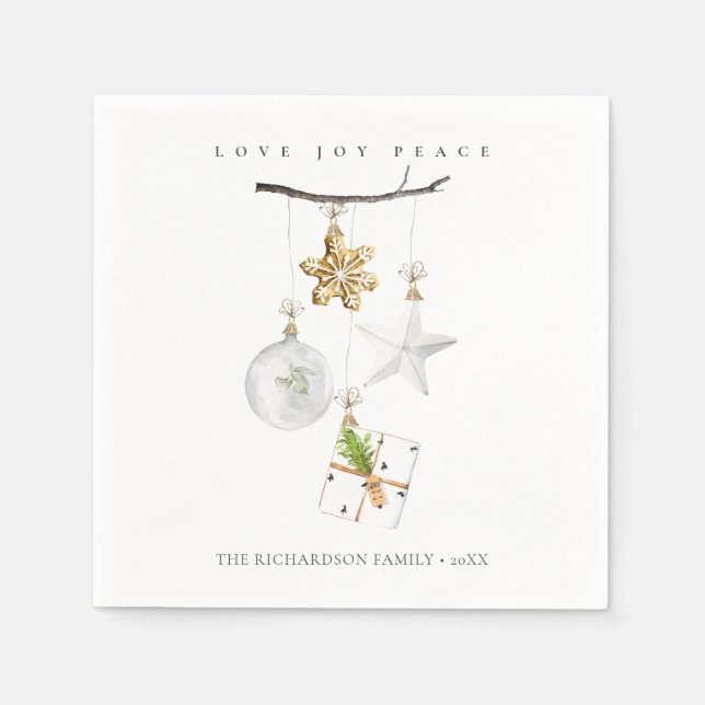 Christmas Ornaments Cookie Chime Love Joy Peace Napkin (Front)