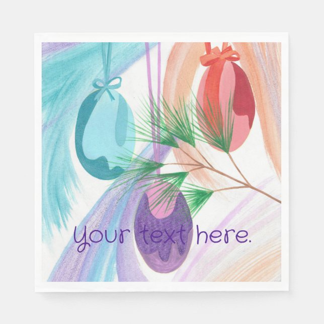 Christmas Ornaments, Custom Paper Napkins (Front)