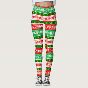 CHRISTMAS ORNAMENTS DESIGN RED WHITE GREEN LEGGINGS