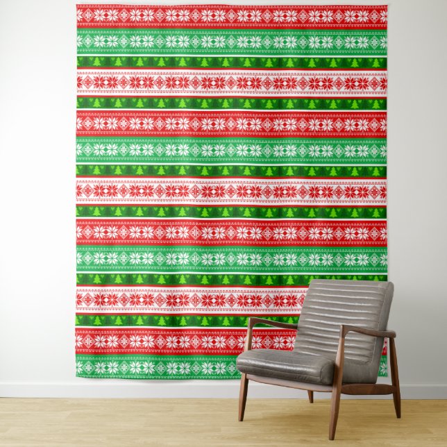 CHRISTMAS ORNAMENTS DESIGN RED WHITE GREEN TAPESTRY (In Situ)