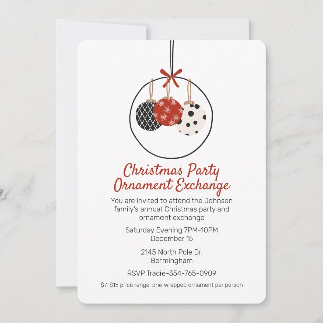 Christmas Ornaments Exchange Christmas Party Invitation (Front)