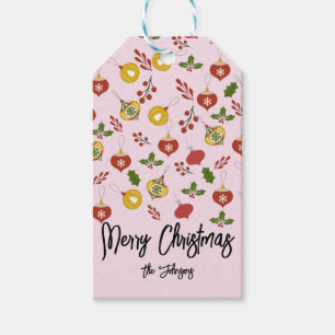 Christmas Ornaments Festive Greenery  Pink      Gift Tags