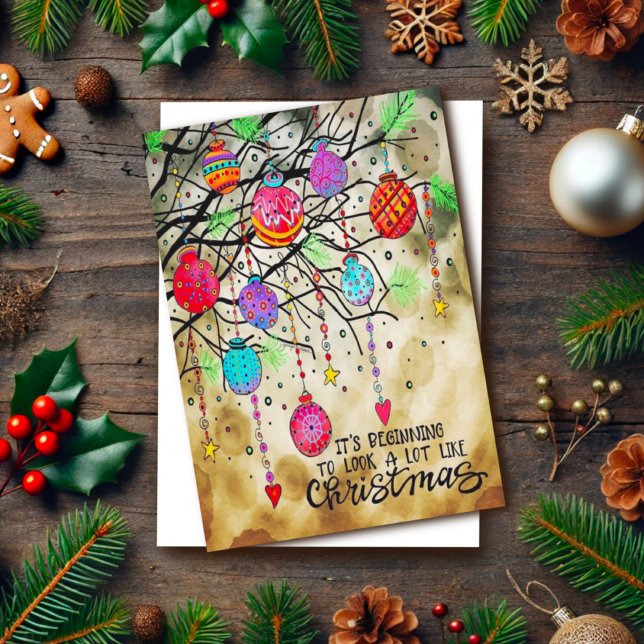 Christmas Ornaments Festive Merry Colourful  Card (Creator Uploaded)