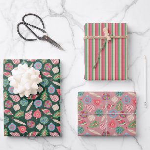 Christmas Ornaments Gift Wrap Set of Three