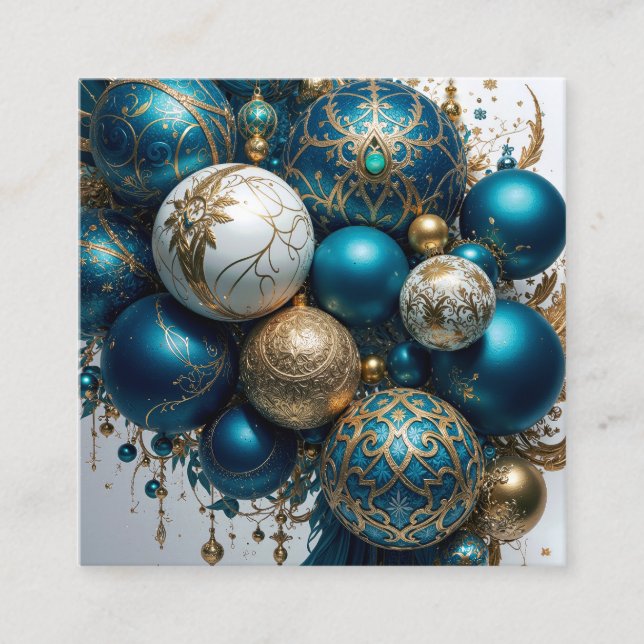 Christmas Ornaments Gold Blue Luxury Festive Enclosure Card (Front)