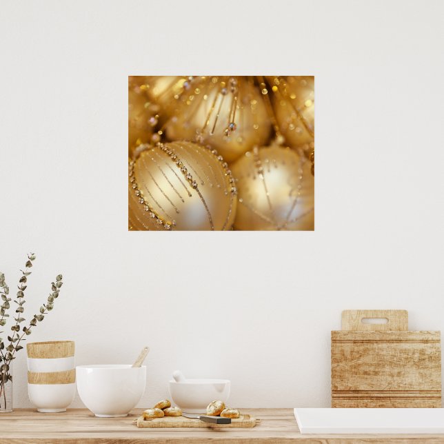 Christmas Ornaments, Gold Ornaments, Glitter Poster (Kitchen)