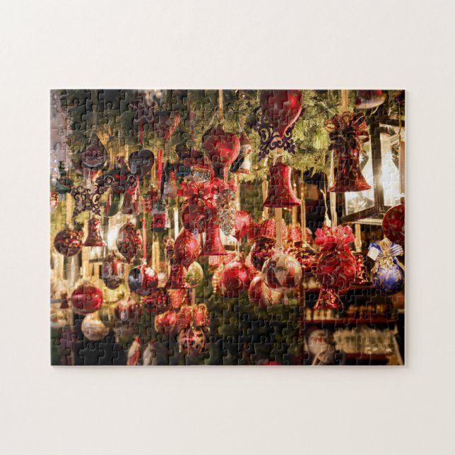 Christmas Ornaments Hanging on Tree Difficult Jigsaw Puzzle (Horizontal)