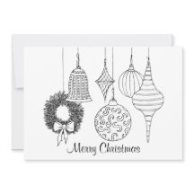 Christmas Ornaments Holiday Card to Colour